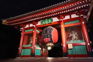 Kaminarimon Gate at Sensoji Temple in Asakusa, Tokyo at night