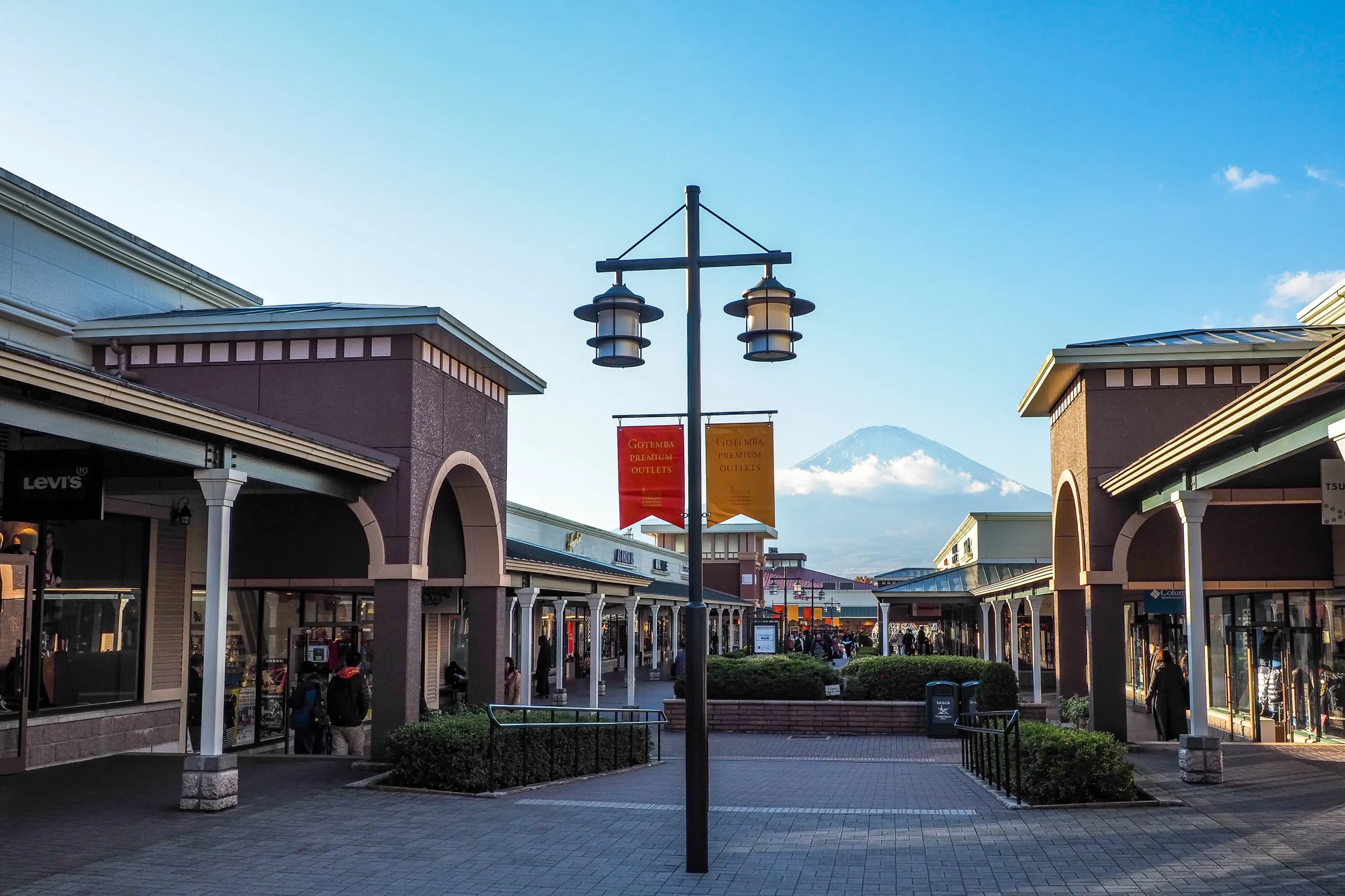 Shopping at Gotemba Premium Outlets with Mt. Fuji in the background