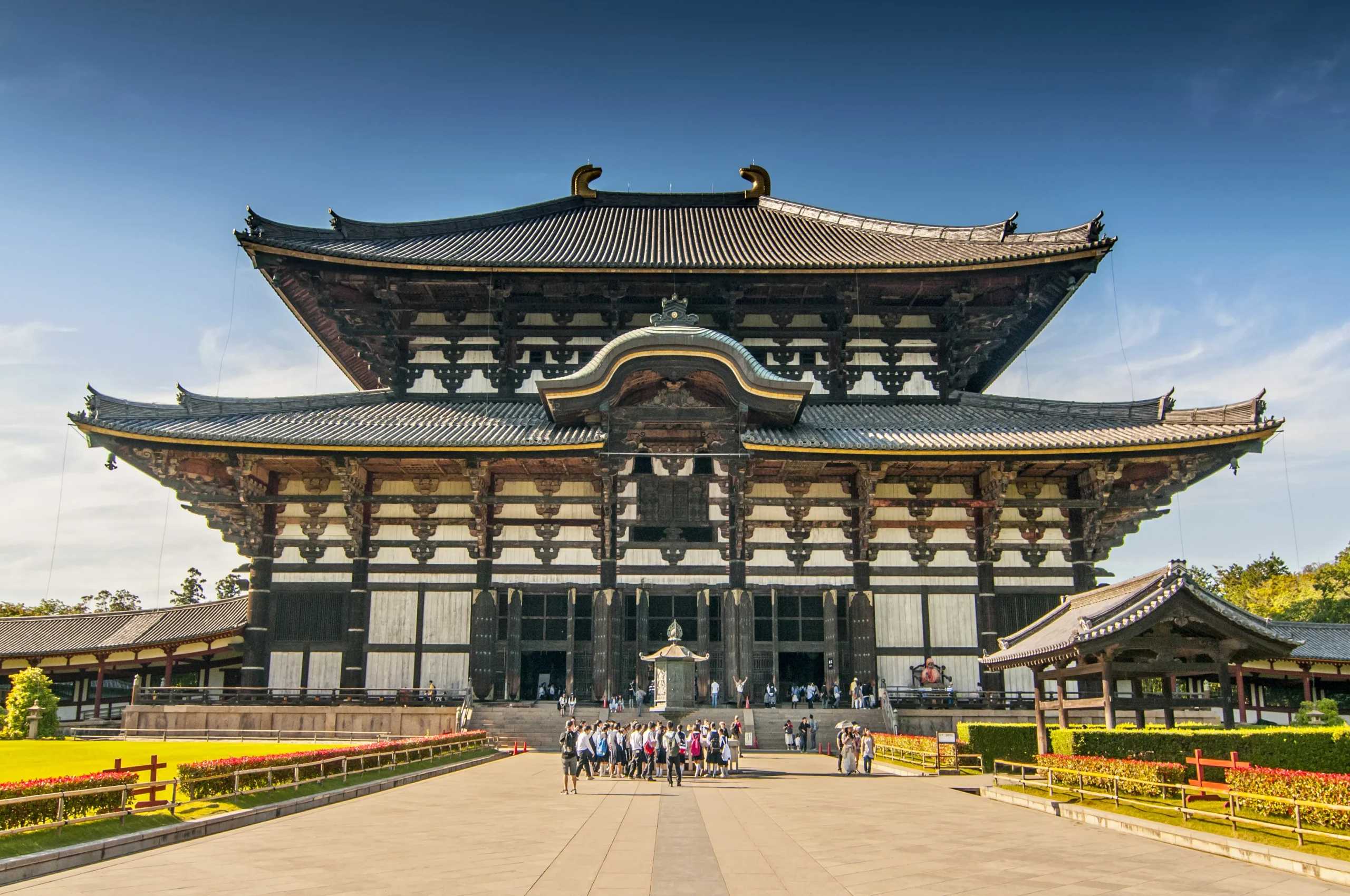 Front view of Todaiji Temple, home to the Great Buddha in Nara