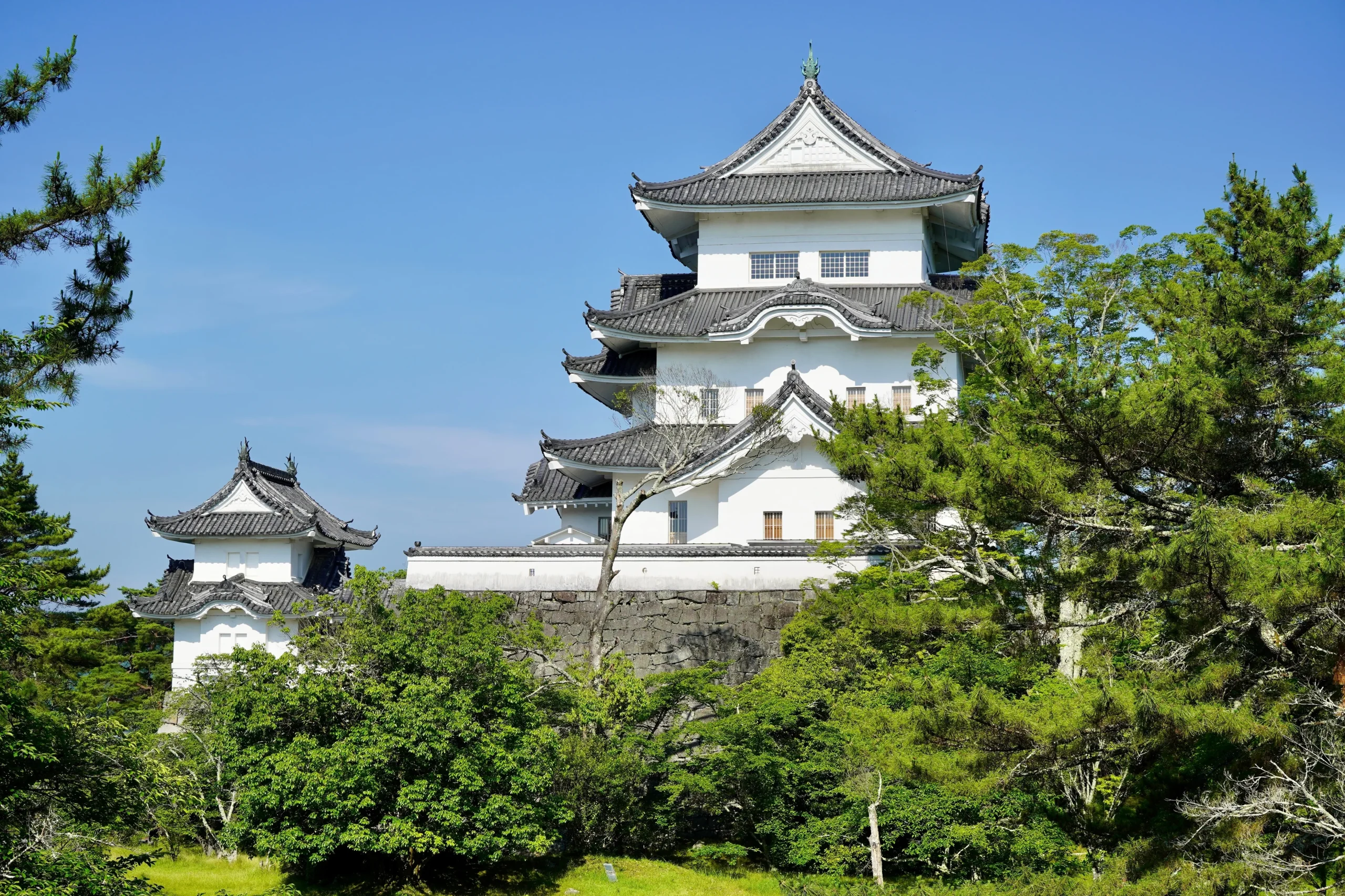The white facade of Iga Ueno Castle in Mie, a historic Japanese landmark.