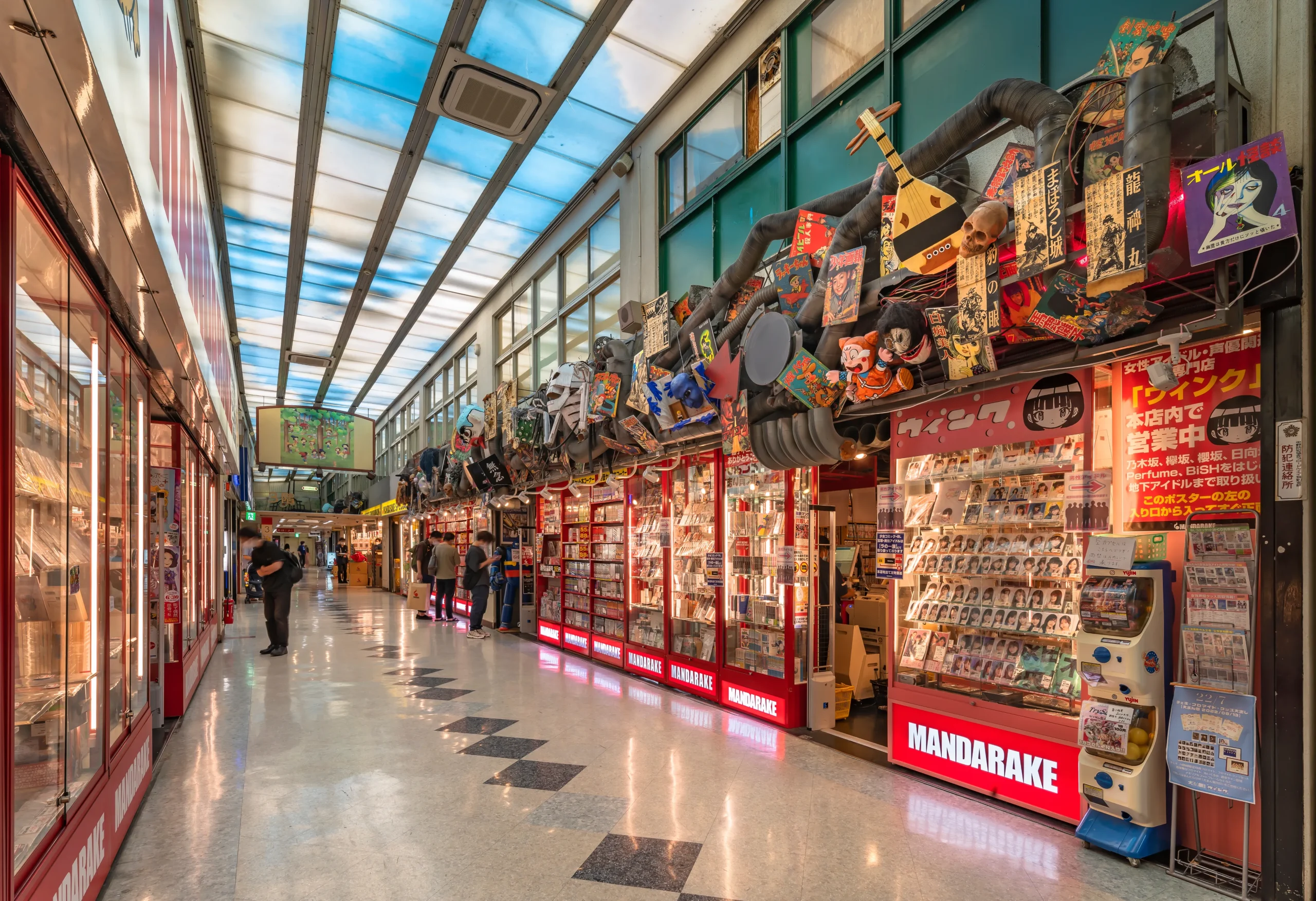 Retro anime, manga, and collectible shops inside Tokyo’s famous Nakano Broadway shopping arcade