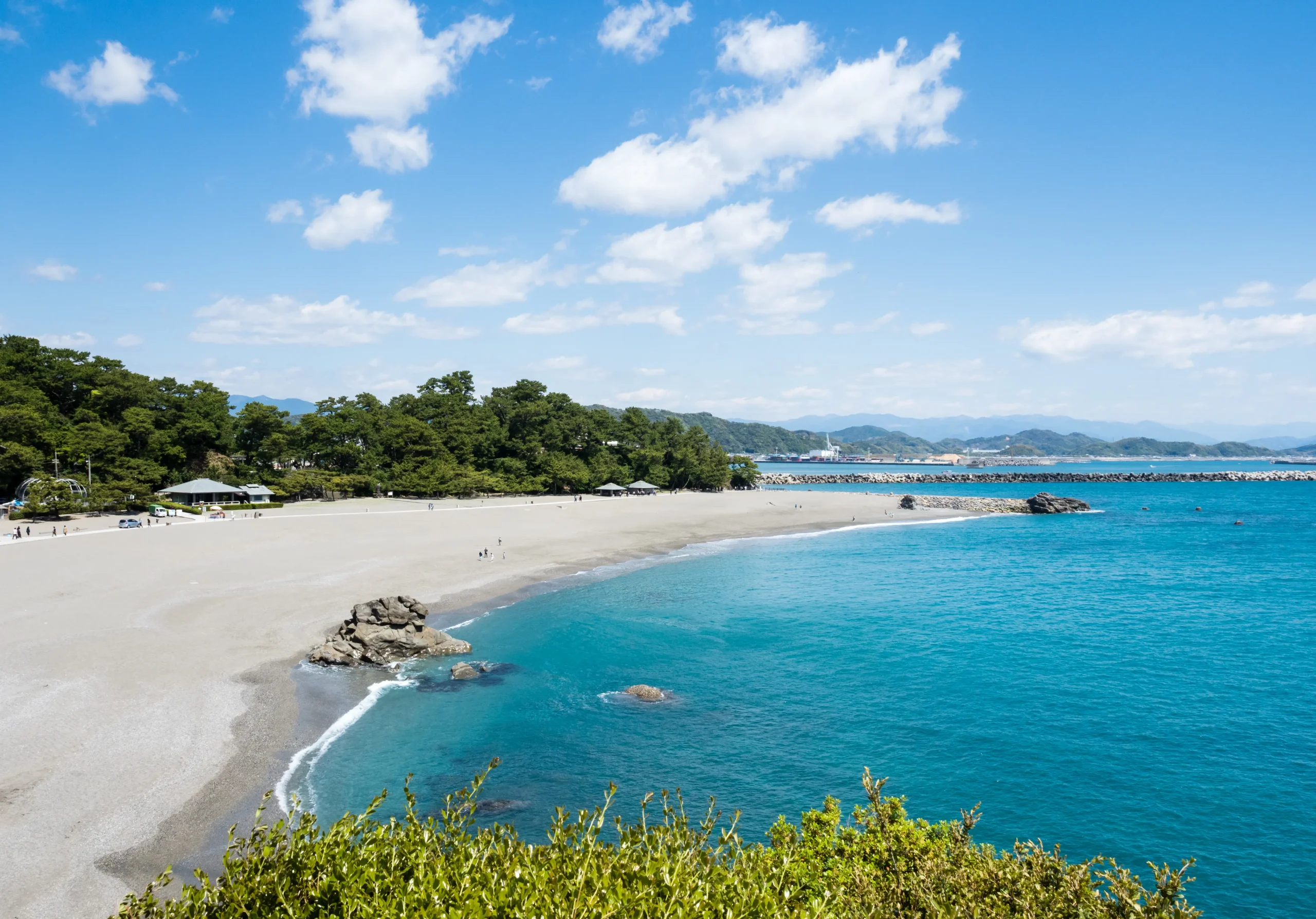 Katsurahama Beach with white sand and blue sea in Kochi