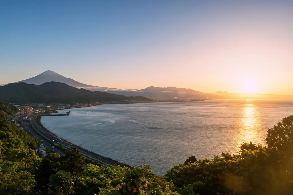 Mount Fuji seen from Satta Pass at sunrise