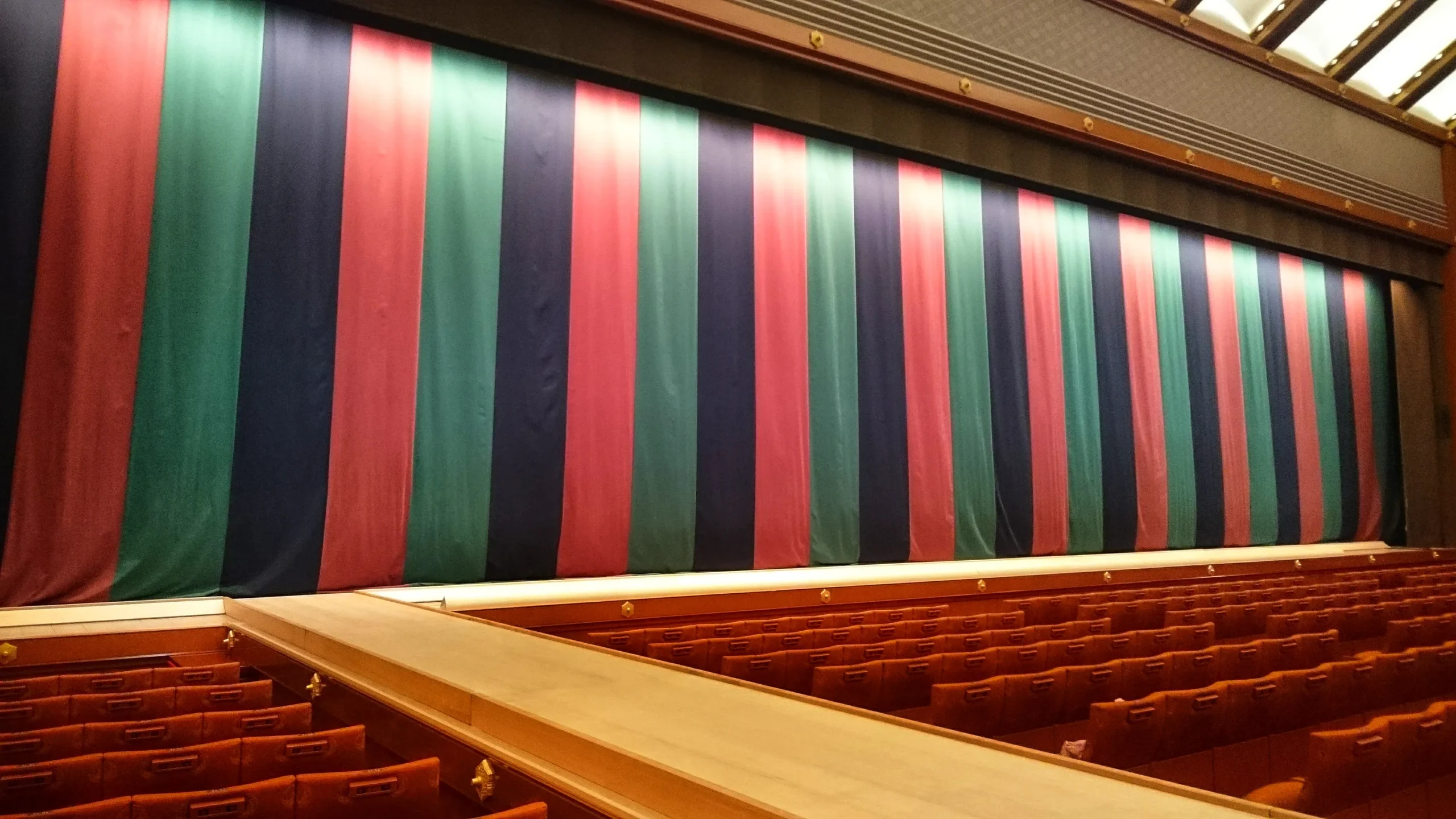 The traditional stage curtain at Kabukiza Theatre in Tokyo.